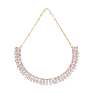 Kushal's Fashion Jewellery White Rodium Gold Plated Zircon Necklace - 411775