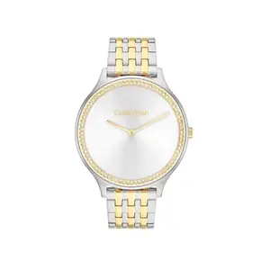 Calvin Klein Ck Timeless Qtz Basic Silver White Round Dial Women's Watch|Stainless Steel Material|Multi Color Band - 25100002