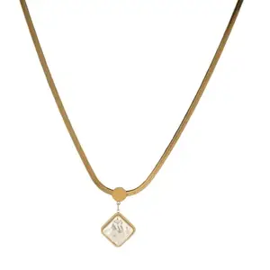 CHRIST SHOPPERS Gold Plated White Pearl Square Pendant Fancy Chain for Women Girls Amazing Gift