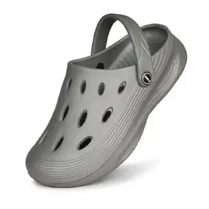 Men's Comfortable Slippers Casual Sports Clogs Sandals with Adjustable Back Strap for Adult & Lightweight Stylish Clogs (Dark Grey, UK Footwear Size System, Adult, Men, Numeric, Medium, 6)