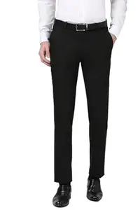 Peter England Men Mid Rise Slim Fit Premium Flat Front Trouser