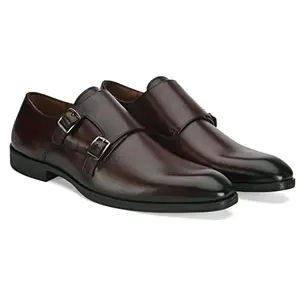 San Frissco Formal Monk Shoes Regular Styling Leather Upper/Comfortable Fashionable Stylish Flexible for Men/Size : 6 (Cherry)