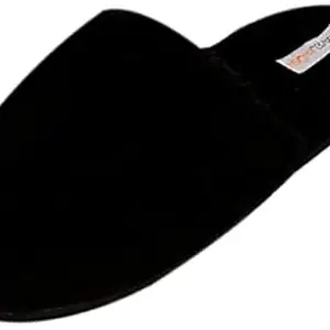 Travelkhushi Unisex Adult Classic Black Sliders-9 UK (43 EU) (10 US) (TS-Fur-BL-9)