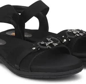 Picktoes PT-418 Women's Black Synthetic Leather Casual Heel Sandal