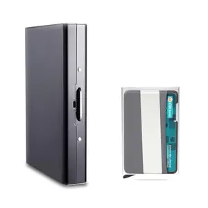 Stealodeal RFID Protector Stainless Steel Black with Slim Aluminium Silver Pop Up Debit/Credit/ATM 8 Slots Men & Women Card Holder Wallet