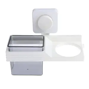 XOXOX Wall Mount Hair Dryer Holder Hair Blow Dryer Rack with Organizer Cup Gray