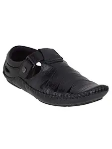 Buckaroo CARLIN NX Genuine Leather Black Casual Closed Sandal For Mens: Size UK 9