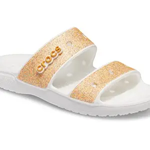 crocs Unisex Adult ClsscGliterSndl Orange Sorbet Glitter Sandal (207309-9BE)