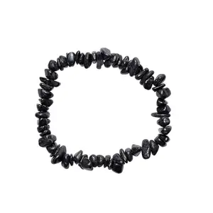 Black Tourmaline Bracelet Crystal Chips Bracelet for Women Handmade Beaded Stretch Bracelets Natural Chakra Healing Stones