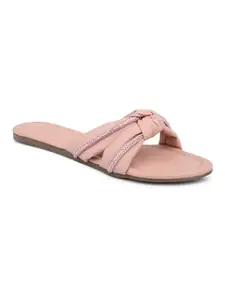INC.5 Women Peach Open Toe Midnight Knots Flats