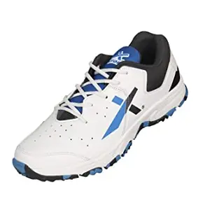 Vector X CKT-500 Cricket Shoes for Men (White-Black-Blue)