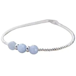 RRJEWELZ Aquamarine Bracelet for Men & Women – 8mm Round Faceted Blue Beads – 7 inch with Silver Plated Clasp – Healing, Fashion, Gift, Spiritual, Yoga|LCBR_RR_00843