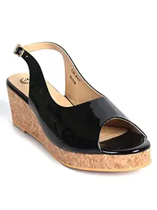 AJANTA Womens Black Fashion Sandal