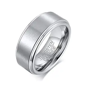Asma Jewel House Pure Tungsten Engagement Ring for Men – 8MM Wide Textured Design, Hypoallergenic, US Size 9, Comfort Fit, Silver, Scratch-Resistant