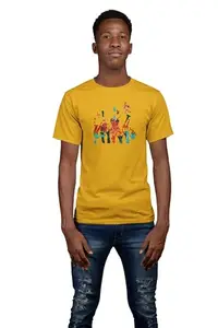 JD TRENDS Musical Lover-Yellow - Men's - Printed T-Shirt - Comfortable Round Neck Cotton