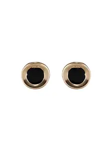 Priyaasi Round Black Rose Gold-Plated Stud Earrings For Women & Girls