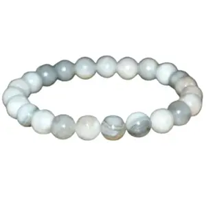 RRJEWELZ Natural Crazy Lace Agate 8mm Round Shape Smooth Cut Beads 6.5 Inch Stretchable Bracelet For Men & Women. Unisex Bracelet For Healing, Meditation, Prosperity, Gift & Luck|STBR_RR_11092_6.5