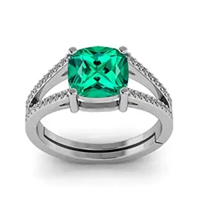 LMDLACHAMA 9.25 Ratti 8.50 Carat Natural Emerald 8 mm Gemstone Cushion Cut Silver ring for girl and women