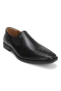 Louis Philippe Men Black Leather Slip Ons
