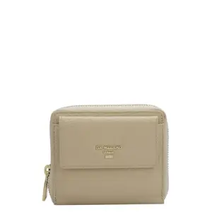 Da Milano White Leather Small Zip Around Wallet for Women (1183B)
