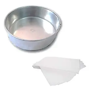 Amazin Glazin Aluminium Round Shape Cake Mould/Cake pan for Microwave Oven (6x6x2 inches) Free Parchment Paper 10 Sheets