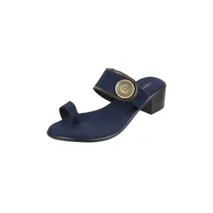 Metro Women Navy Blue Block Heel Comfort Sandal UK/5 EU/38 (854)