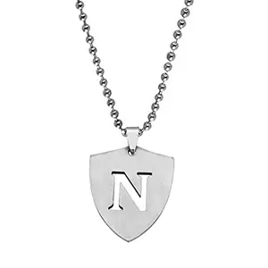 M Men Style English Alphabet Initial Charms Letter Initial N Alphabet Silver Stainless Steel Letters From A-Z Pendant Necklace Chain For Men And Women