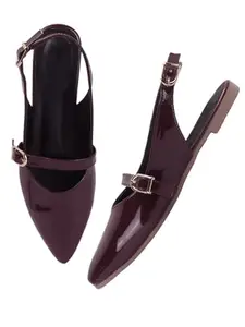 TRYME Comfortable Shiny Mules Flats Sandals Light Weight Trendy All Occasion For Women & Girls