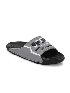 AADI Men's Grey PVC Lightweight Comfortable Indoor Outdoor Daily Use Casual Slides/Slippers/Flip Flop