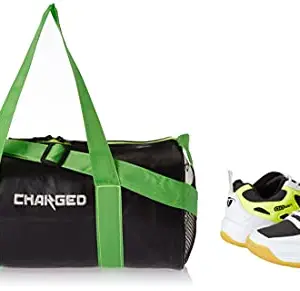 Charged Sports Bag Adena Black with Gowin Court Shoe Staunch White Grey Lime Size 6