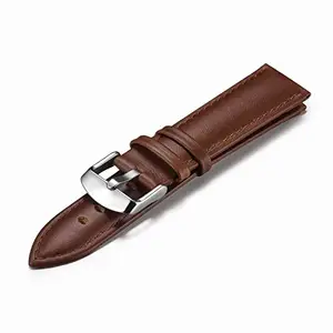 Ewatchaccessories 18mm Genuine Leather Watch Band Strap Fits CAPELAND 10000 Brown Silver Buckle-S-1