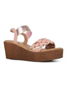 Inc.5 Womens Peach Solid Round Toe Party Wear Heel Sandals
