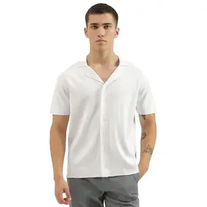 UNITED COLORS OF BENETTON Regular Fit Cuban Collar Solid Shirts (Size: 3XL)-24P1CTNK1016I101 White