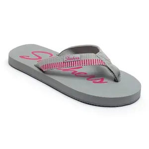 Skechers Womens COURTWALD INDIA Grey Hot Pink Casual Flip Flops, 5 UK