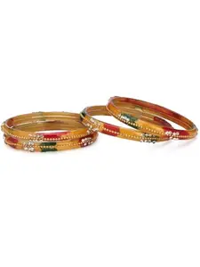 1st Time Modern Glass Bangle/Kada- Perfect For Party, Wedding, Celebrations And Functions, Pack Of 4, Multicolor- J5