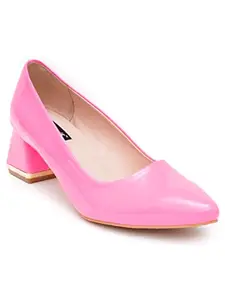 SHERRIF Women's Pink Block Heel Pumps (36EU)