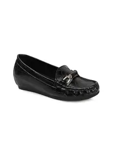 Carlton London Women Black Comfortable Slip On Flat Loafer Ballet with Heels, for Party and Wedding, Casual and Formal Occasions (40)