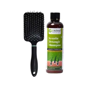 G Krishna Naturals Combo Pack of Big Paddle Hair Brush & 3 in 1 Hair Oil for Women & Men | Durable Long Lasting Wood Kangi and Hair Oil for Natural Hair Growth (Pack of 1 Each)(GKNKPC1-13)