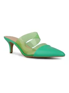 Inc.5 Womens Green Party Wear Transparent Pointed Heels
