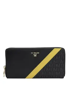 Da Milano Zip Leather Wallet for Women - Black