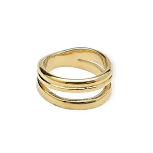 PALMONAS Multi Lines Ring- 18k Gold Plated (Size - 6)
