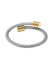 Shining Jewel - By Shivansh MoonDust Imported Flexible Rope Style Wraparound Kada Bangle Bracelet for (Unisex) MD_3278_GS
