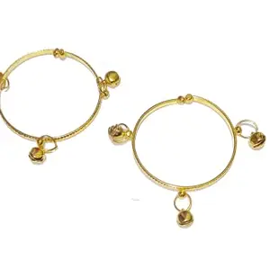 Shrungarika Golden Ghungroo Heart Charms Kada/Bracelet For Baby Girls & Baby Boys Alloy Anklet