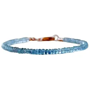 RRJEWELZ Aquamarine Bracelet for Men & Women – 3mm Rondelle Faceted Blue Beads – 7 inch with Rose Gold Plated Clasp – Healing, Fashion, Gift, Spiritual, Yoga|LCBR_RR_00729