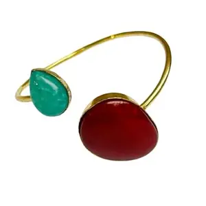 Elegant Brass Semi Precious Stone Bracelet - Artisan Crafted, Versatile Accessory for All Styles, Durable & Timeless, Hypoallergenic