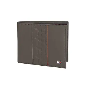 Tommy Hilfiger Leonard Leather Passcase Wallet for Men - Olive, 14 Card Slots