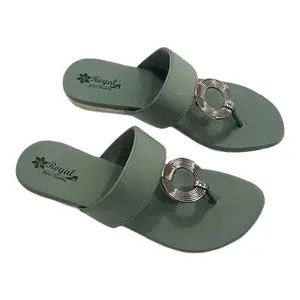 JF&F Women's Fashion Sandal Faux Leather, Comfortable & Stylish Wedges Ideal for Casual & Formal Occasions | Green Ring & Peach Ring (Green, 5)