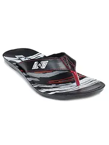 AJANTA Mens Black & Red Flat Sandal PU3063