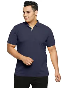 Wear Your Opinion Men's Plus Size Polo Collar Neck Half Sleeve T-Shirt (Navy, 3XL)