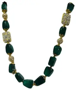 Luxury Green Gemstone Necklace with Crystal Beads, Gold-Toned Accents, Traditional Wedding and Festival Jewellery